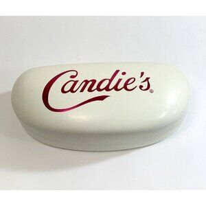 Candies Hard Clamshell Case For Eyeglasses Sunglasses White Pink Felt Lining